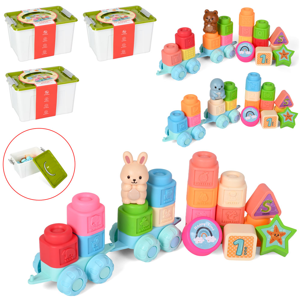 Конструктор 668-9B-D-C м'який, блоки, текстурні деталі, тварина, платформа з колесами 2шт, 29дет. 