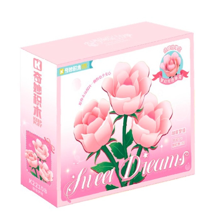 Конструктор K22108 квіти, троянди (рожеві), 93 дет., кор., 22,5-18-6 см.