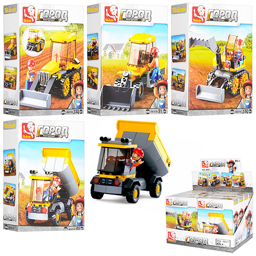 Конструктор SLUBAN M38-B0377 "Місто": будтехніка, фігурка, 83 дет., 8 шт. в диспл. (4 види) 