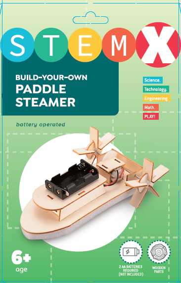 STEAMX конструктор дерев'яний на батарейках:КОЛІСНИЙ ПАРОПЛАВ