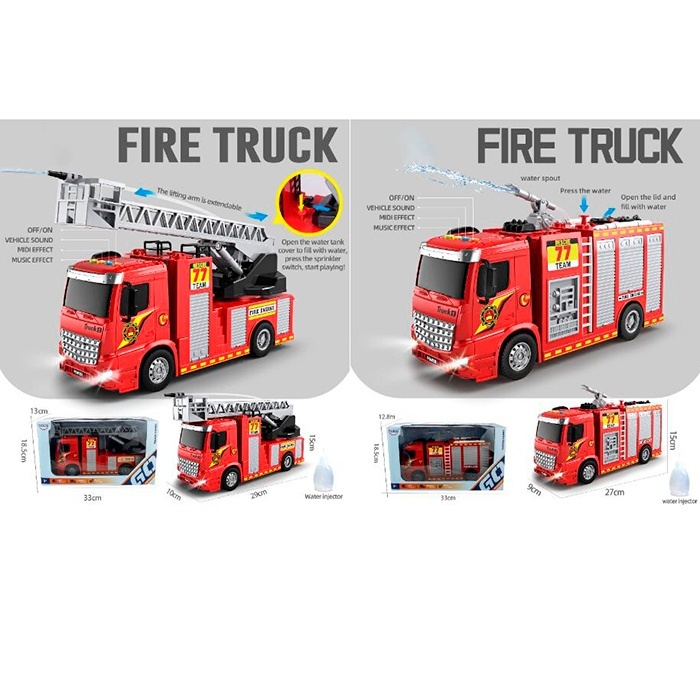 Пожежна машина HT9808-09W інерція, бризкає водою,муз,зв,світ,рухливі деталі,гумов.кол.бат.кор.
