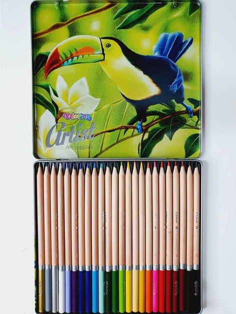 Олівці кольорові premium, серія Artist, 24 кол. в метал.коробці /12/