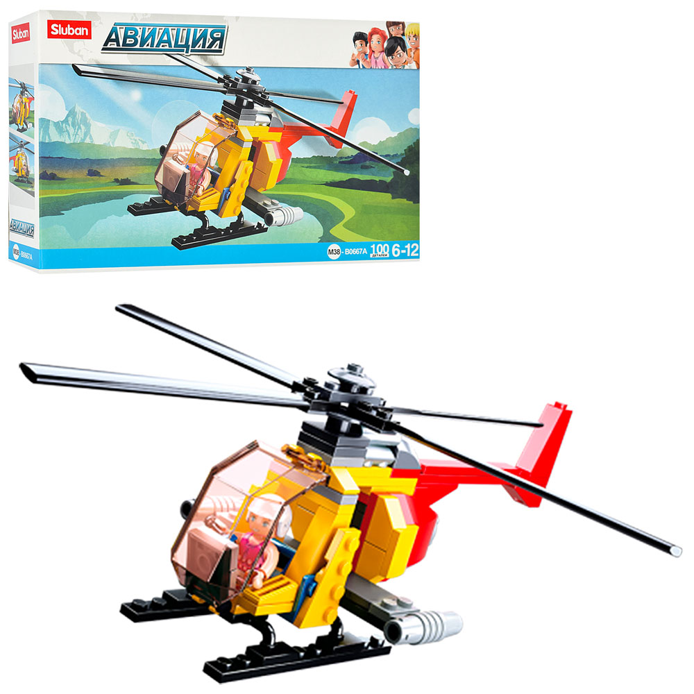 Конструктор SLUBAN M38-B0667A "Авіація": гелікоптер, фігурка, 100 дет.