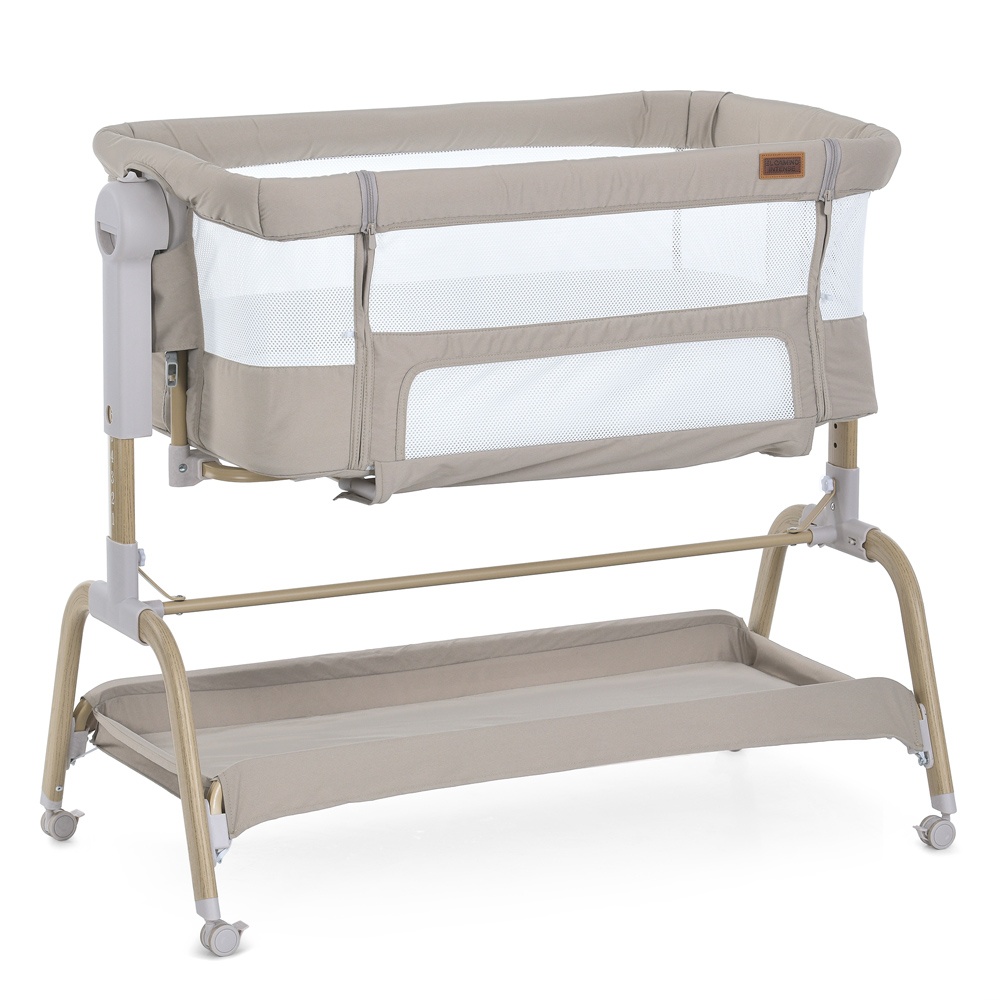 Приставне ліжко ME 1180-W INTENSE Taupe Beige з функцією заколисування,дитяче,4кол.,матрац,гойд.,беж