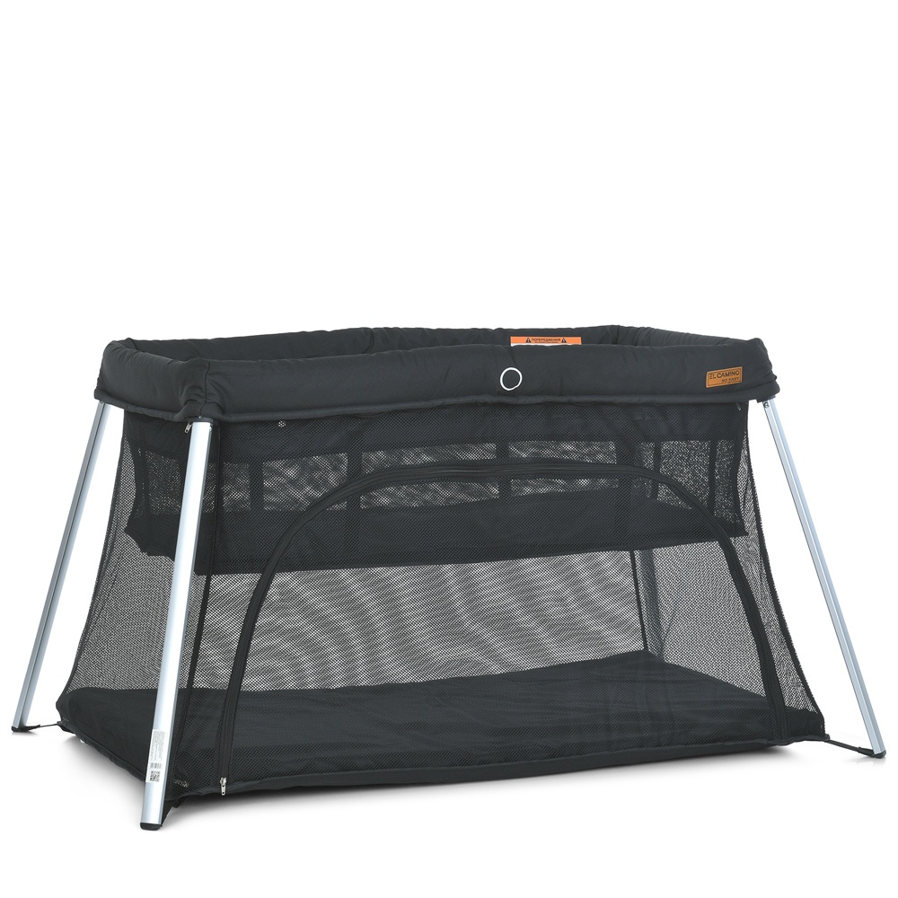 Ліжечко-манеж ME 1194 SO EASY Black прямокутний, 2х рівневий, вхід-змійка, матрацик, чорний.