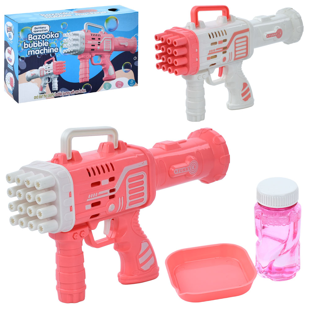 Мильні бульбашки 7751A автомат/бластер, запаска, 2 кольори, бат., кор., 21,5-13-6,5 см.