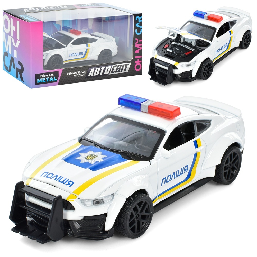 Машина AS-2958 АвтоСвіт, мет., інерц., поліція, відчин. капот, 2 кольори, кор., 15,5-8-7 см.