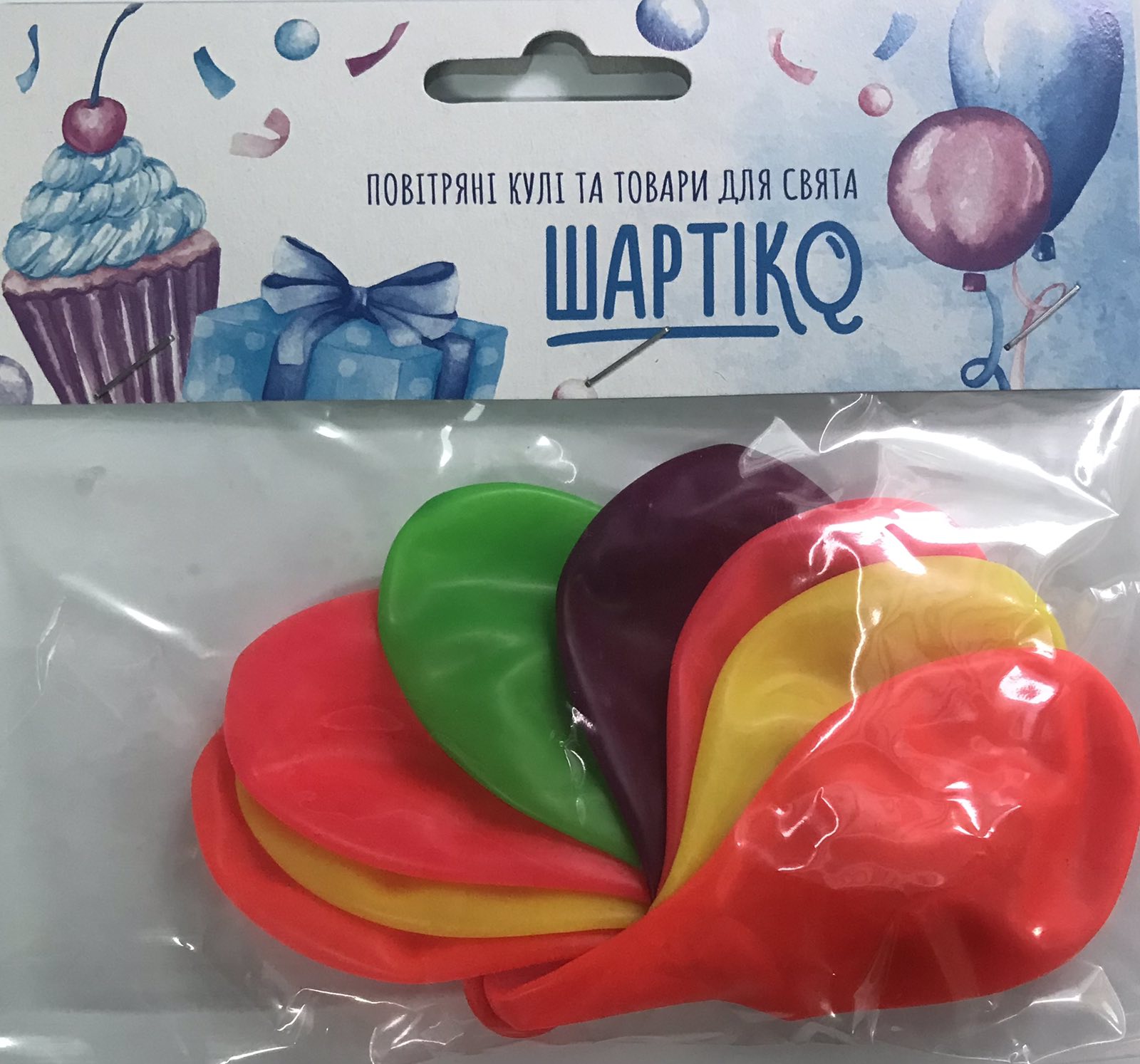 Кулька 7" неон ас., 8 шт