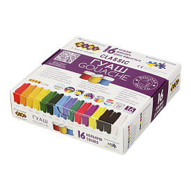 Гуаш CLASSIC 16 кол. х 20мл, в карт.коробці, KIDS Line - 1 - smarttoys.com.ua
