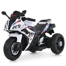 Мотоцикл M 6273EL-1 1*12V10AH, 2*35W, BLUETOOTH, USB, TF, EVA, музика, світло, шкіра, білий - 1 - smarttoys.com.ua
