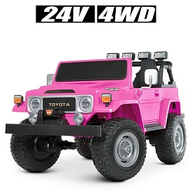 Джип M 4968EBLR-8(24V) 2,4G, 4*80W, 1*24V7AH, EVA, USB, муз., свiтло, шкiра, рожевий. - 1 - smarttoys.com.ua