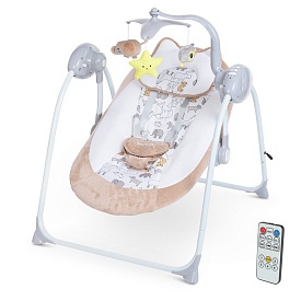 Гойдалка ME 1075 TEDDY Beige Animals пульт,5 швид.,таймер,12 мелод.,2 полож.спинки,беж.,льон+тварини - 1 - smarttoys.com.ua
