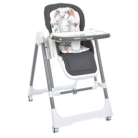 Стільчик M 5897 Gray для годування 2в1 з механичним заколисуванням,5-ти точ.,матрац,екошкiра,сірий - 1 - smarttoys.com.ua