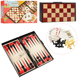 Шахи 9841 магнітні, 4в1,(шашки, нарди, карти) кор., 25,13,2-3,5 см. - 1 - smarttoys.com.ua