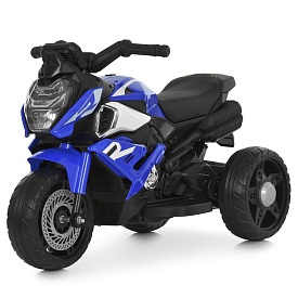 Мотоцикл M 6262EL-4 1*12V7AH, 2*25W, BLUETOOTH, USB, TF, EVA, музика, світло, шкіра, синій - 1 - smarttoys.com.ua