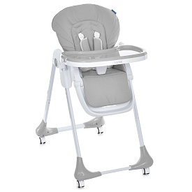 Стільчик M 3233L Light Gray для годування,3полож. спинки та підніжки,4колеса,корзинка,екошкіра,сірий - 1 - smarttoys.com.ua