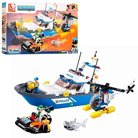 Конструктор SLUBAN M38-B0657 "Police": катер, гелікоптер, скутер, фігурки, 347 дет. - 1 - smarttoys.com.ua