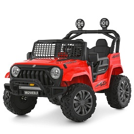Джип M 6259EBLR-3(24V) радіок2,4G, 2мотор35W,1акум24V7AH,BT,MP3,USB,TF,EVA, муз.,світло,шкіра,червон - 1 - smarttoys.com.ua