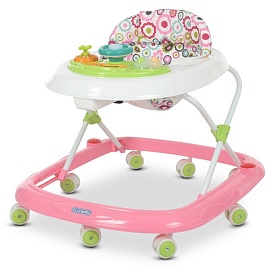 Ходунки ME 1049 HAPPY Pink колеса 8 шт., світло, муз., бат.,  кор., рожевий, 64-60-54 см. - 1 - smarttoys.com.ua