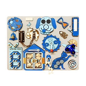 Бізіборд  "Пес" блакитний 60х40 см - 1 - smarttoys.com.ua