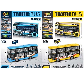 Автобус JS123-3A (інерція, двоповерховий, 28см,1:16, звук,світ,відчиняються двері, гум.кол.2кольори. - 1 - smarttoys.com.ua