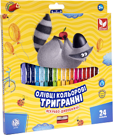 Олівці кольорові тригранні + чинка - 24 кольори - 1 - smarttoys.com.ua