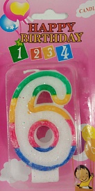 Свічка цифра "6" - 1 - smarttoys.com.ua