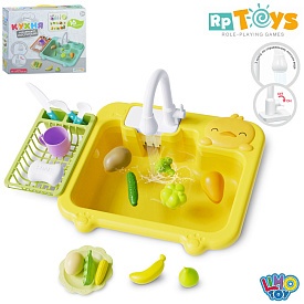 Кухня WD-801A мийка-ллється вода, продукти, посуд, 16 предметів, бат., кор., 35,5-32,9,5 см. - 1 - smarttoys.com.ua