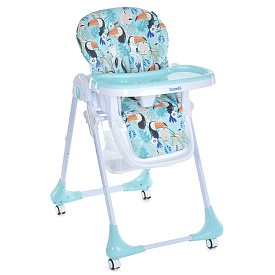 Стільчик M 3233 Toucan Mint для годування, 5 точ. ремені, столик висув., 4 колеса, м'ятний. - 1 - smarttoys.com.ua