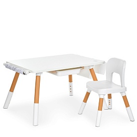 Столик M 6319-1 1 стільчик, кор., полиці, біла поверхня - 1 - smarttoys.com.ua