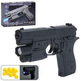 Пістолет K2118-G пластикові кулі, світло, лазер, на бат(табл), в кор-ці, 21-14,5-4см - 1 - smarttoys.com.ua