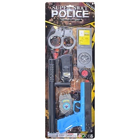 Набір зі зброєю 2327 (72шт) 7 предметів (пістолет 22см, палиця, рація, наручники, значок), на листі, 58-21-3см - 1 - smarttoys.com.ua