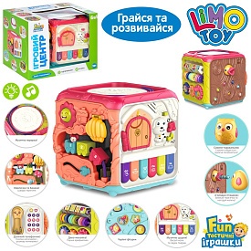 Гра FT 0029 AB куб, 6в1, сортер, піаніно, 2види, муз.(англ.), світло, бат., кор., 32,5-25-22см. - 1 - smarttoys.com.ua