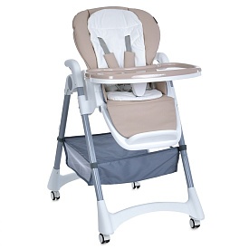 Стільчик ME 1177 STEADY Cream Beige для годування, 5-точ.ремені, матрац, 4 колеса, шкір., бежевий. - 1 - smarttoys.com.ua
