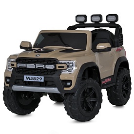 Джип M 5829EBLR-13 радіок.2,4G,1*12V9AH,4*35W,MP3,SD,USB,BLUETOOTH,APP,EVA,шкіра,муз.,світло,бежевий - 1 - smarttoys.com.ua