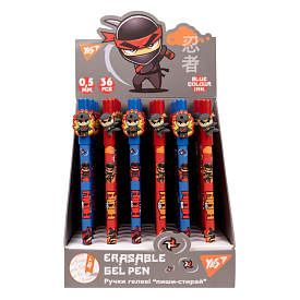 Ручка гелева YES пиши-стирай "Ninja" 0,5 мм, синя - 1 - smarttoys.com.ua